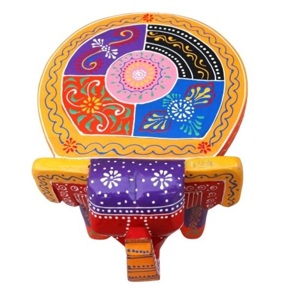 Hand Embossed Multicolored Decorative Elephant Stool