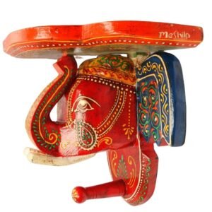 Multi Color hand Embossed  Elephant Face Wall Shelf