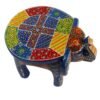 Hand Embossed Multicolored Decorative Elephant Stool