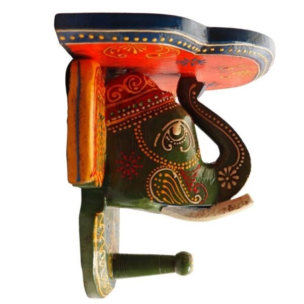 Multi Color hand Embossed  Elephant Face Wall Shelf
