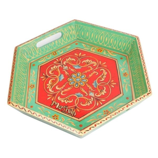 Mango Wood Multicolored Six Corner Serving Tray