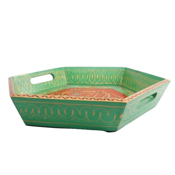 Mango Wood Multicolored Six Corner Serving Tray