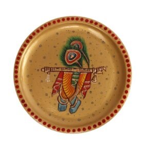 Wooden Hand Painted Decorative Lord Krishna  Painting  Wooden Plate