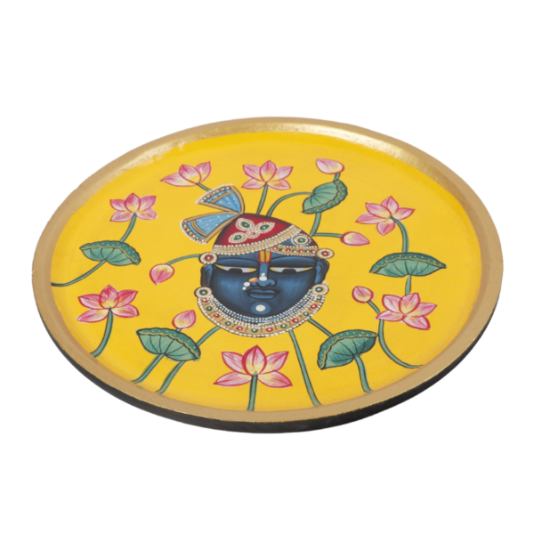 Wooden Hand Painted Decorative Lord Krishna  Painting  Wooden Plate