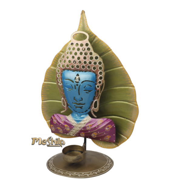 Iron Leaf  Budddha statue with Tealight Holer