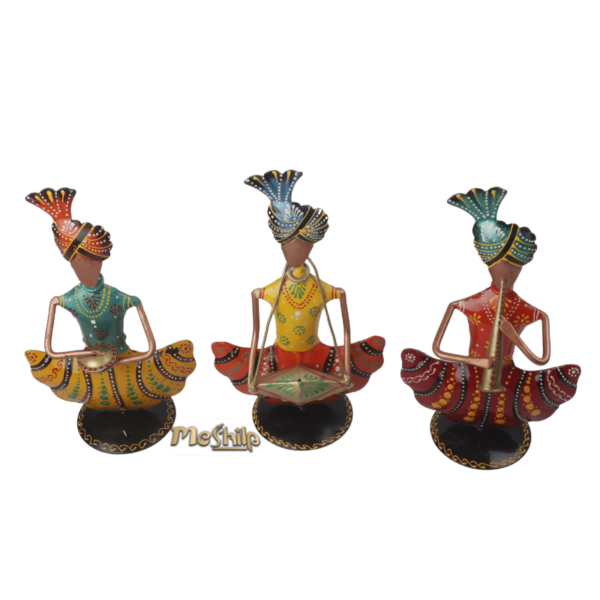 Iron Multi Color Decorative Sardar Ji Musician Show piece for home,Office  Decor,  Set of 3
