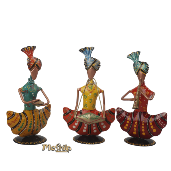 Iron Multi Color Decorative Sardar Ji Musician Show piece for home,Office  Decor,  Set of 3